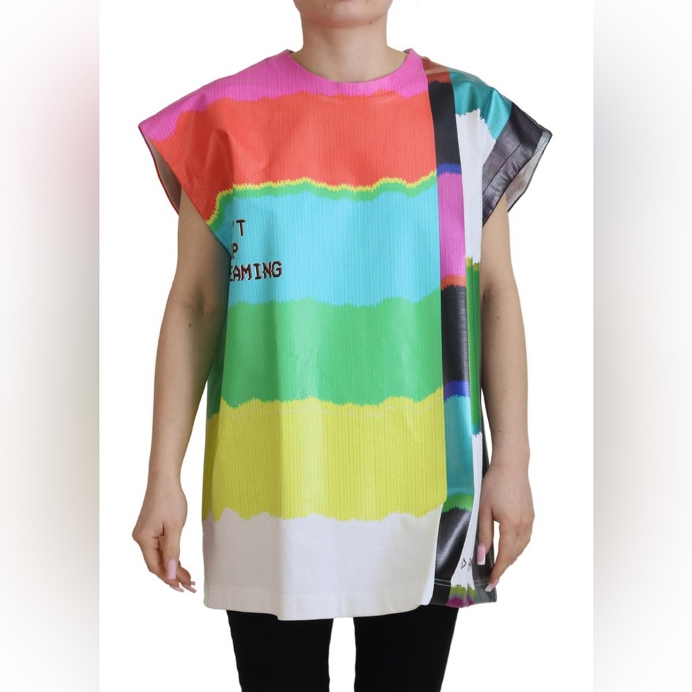 Dolce & Gabbana Multicolor TV Print Blouse Cotton Women's T-Shirt MSRP $722